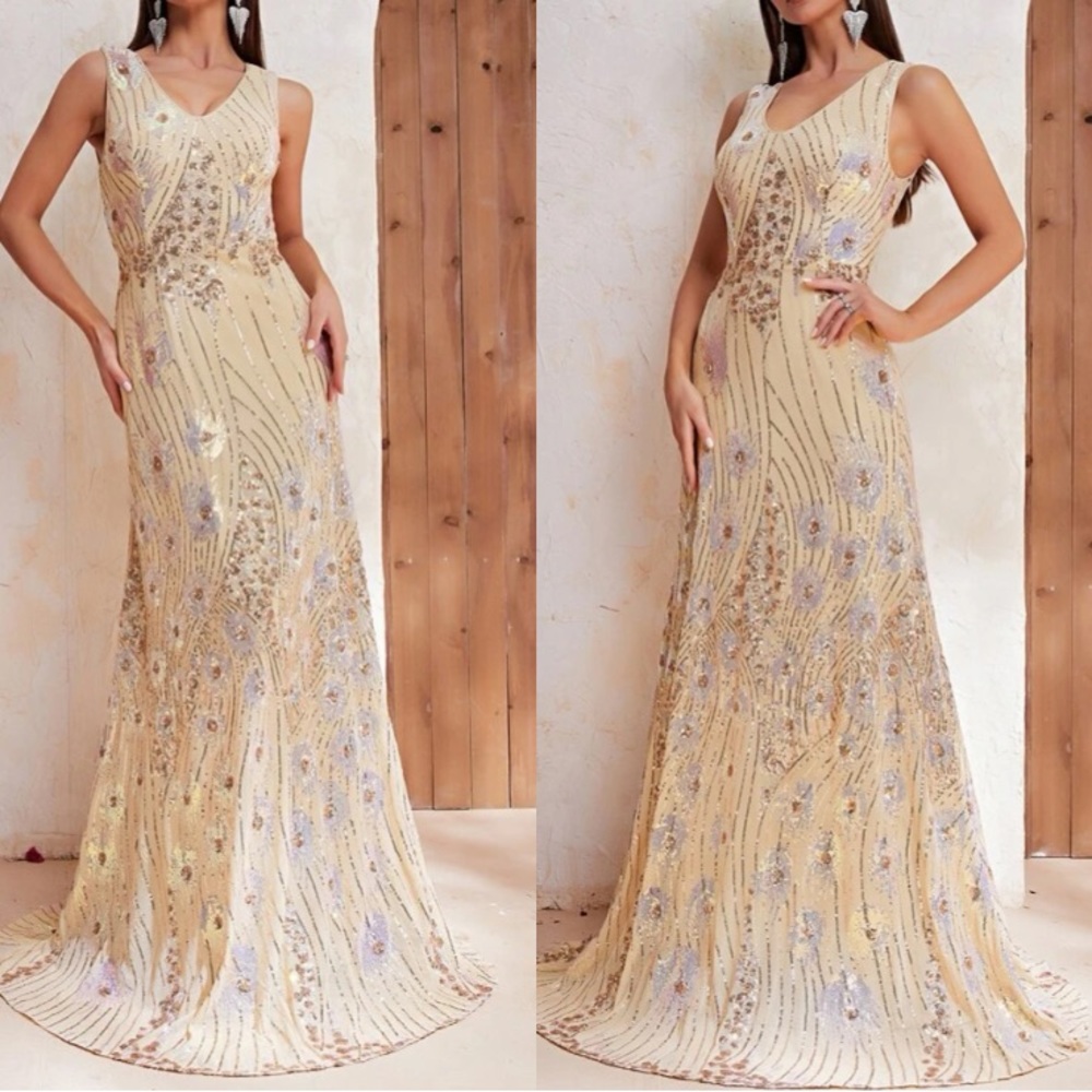 Elegant Cream Beaded Wedding Dress